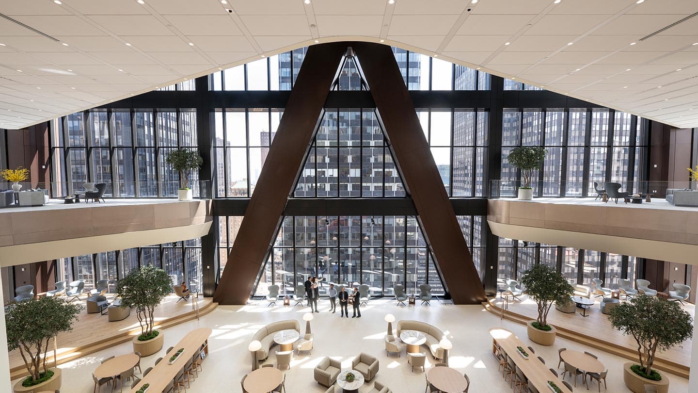 Open interior of Morgan Hall inside the JPMorganChase headquarters